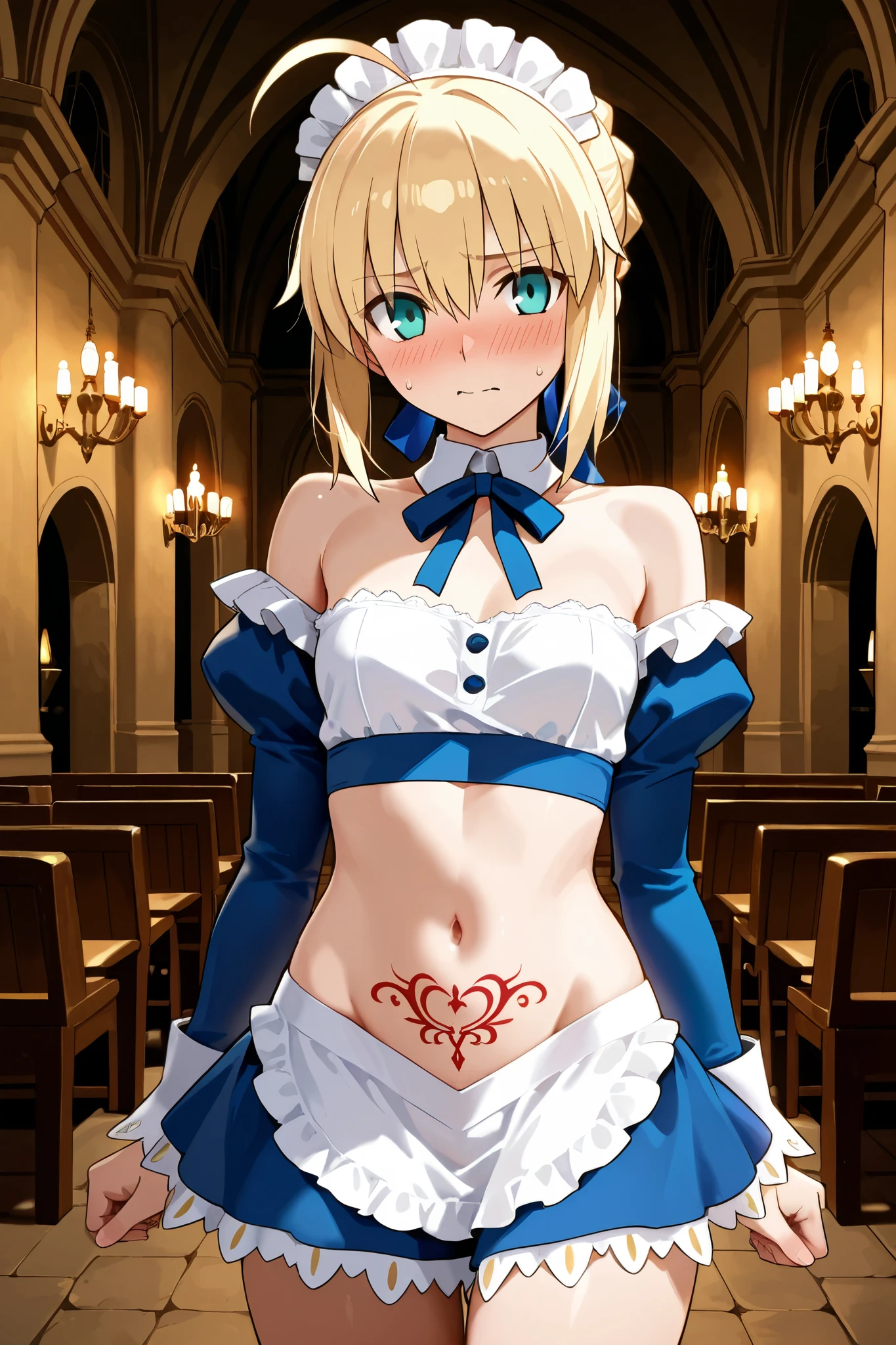 score_9, score_8_up, score_7_up, source_anime, rating_safe, intricate details, anime screencap, official style, looking at viewer, , ,
1girl, saber \(fate\), blonde hair, green eyes, wince, frown, orgasm, ahoge, hair between eyes, ponytail hair, hair bow, solo, nsfw ,shackles, (Striped Glitter,Seraphic ,Hexagram ,Supersolid,Quantum entanglement,Self-healing Concrete,Acrylic Convection,Vibration,Mesmerizing,Enigmatic,Dodecahedron magic:1.0), fsn_ubw_style, (kneeling) , wet body, alone, Dutch Angle, View your viewers, ( SaberWedding, wedding dress, white dress, strapless, choker, elbow gloves) ,Cowboy Shot,, in beautiful church, (white panties), cameltoe, blush, small breast, nipples,