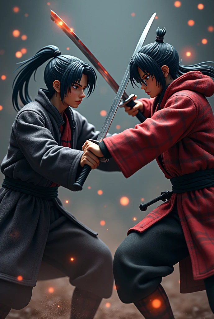{{masterpiece、Highest quality、(((Realistic、Realistic:1.37)))、((Two people fighting swords and others))、8K quality、Very delicate and beautiful、wonderful、Large file size、Very detailed、Very detailed、Cinema Lighting}}、Small breasts, Hinyuu,Tomboy,Looks like a boy,Short Hair,Short sleeve,,Bow and Arrow,breastplate,Target,aiming Target,(breastplate),In the same way,kimono,Japanese Dojo, Drawing Bow Anatomically Accurate Body Drawing、The rooms and gardens of Japanese feudal lords'residence of、With a bow and arrow in hand,Combat Stance