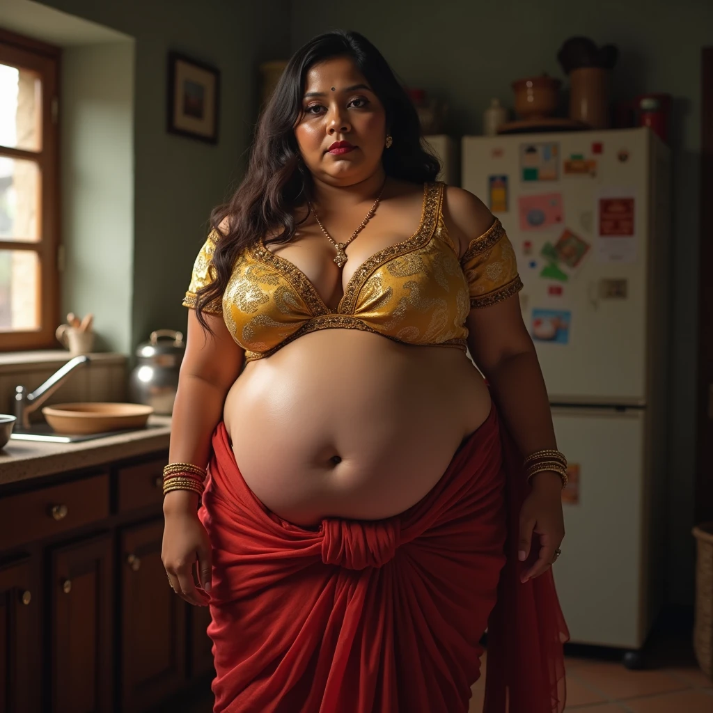 morbidly obese indian aunty screaming in pain from overeating, very tight kurta, ussbbw, very gigantic very fat swollen pot belly, small breasts, her big belly is heavier than 50 kg, pregnant with octuplets, resting hands on big belly, in extreme pain from overeating, she is moaning and cringing, she is screaming in excruciating pain from overeating, she is tightly scrunching her face, burping