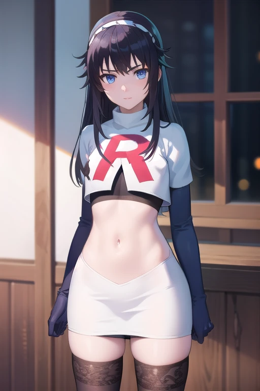 misatokatsuragi, misato katsuragi, long hair, (brown eyes:1.5), blue hair, (purple hair:1.2),
BREAK hat, jewelry, earrings, beret, red headwear, team rocket,team rocket uniform,white skirt,crop top,black thigh-highs,black elbow gloves
BREAK looking at viewer, (cowboy shot:1.5),
BREAK (masterpiece:1.2), best quality, high resolution, unity 8k wallpaper, (illustration:0.8), (beautiful detailed eyes:1.6), extremely detailed face, perfect lighting, extremely detailed CG, (perfect hands, perfect anatomy),
