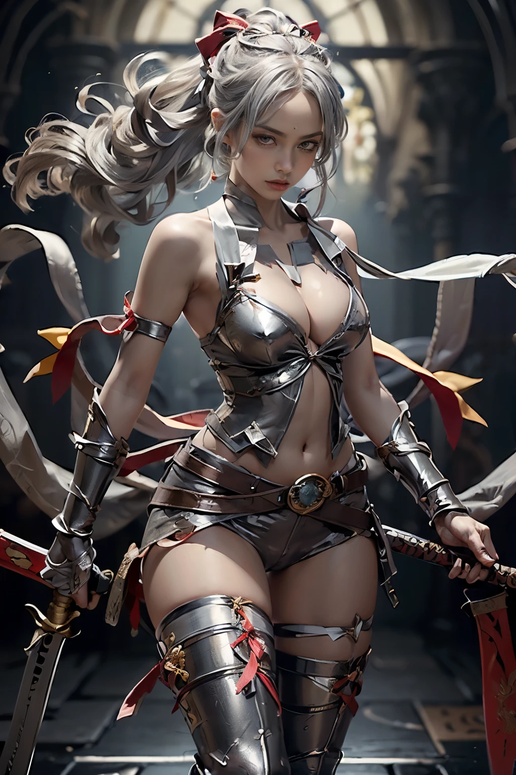 anatomically correct, textured skin, high details, 8k, 1girl, (platinum hair:1.3), (catgirl:1.1), cat ears, real tail, add_detail, masterpiece, micro bikini under translucent armor, ready to fight, armed, blue sword, in a deep dungeon, smiling, translucent armor, fighting pose, sword drawn, gravure, aroused, excited, looking at camera, fine fabric detail, (masterpiece:1.2), (best quality:1.2), (extremely detailed:1.2), (extremely detailed face), (ultra detailed), 8k,Niji Pride, large translucent round jellyfish bra, large breasts, translucent leg armor, translucent round jellyfish panties, translucent round jellyfish head cover, thick thighs, bbw, translucent round jellyfish on each breast, translucent round jellyfish on crotch, translucent round jellyfish on each shoulder, translucent round jellyfish covering head,octane render, hdr, (hyperdetailed:1.15), (soft light, sharp:1.2), beautiful, realistic,1 woman mature, feminine, tall, short hair, beautiful, eyes with fine details, look at the viewer, beautifully curved, guweiz, demon_wings