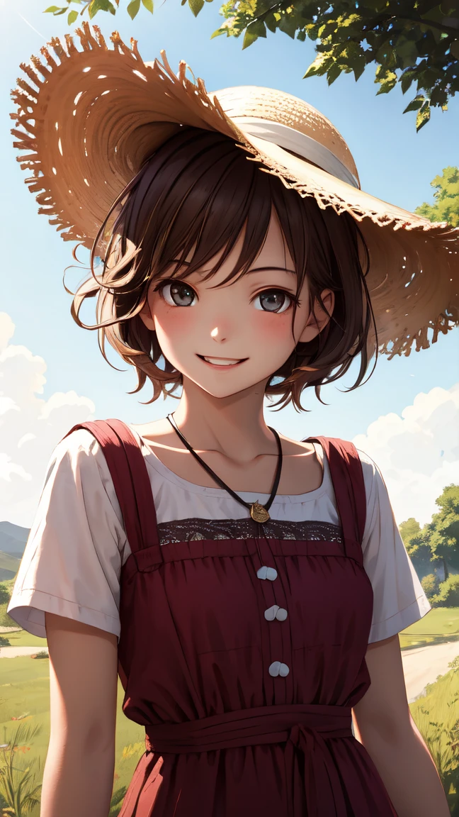 realisticlying、10 years old female child、Outdoor Fashion、Dynamic close-up looking up from under a ginkgo tree、Beautiful autumn leaves、Slightly larger breasts with an emphasis on cleavage、Versatile sexy poses、The sky turns red at sunset、Face smile