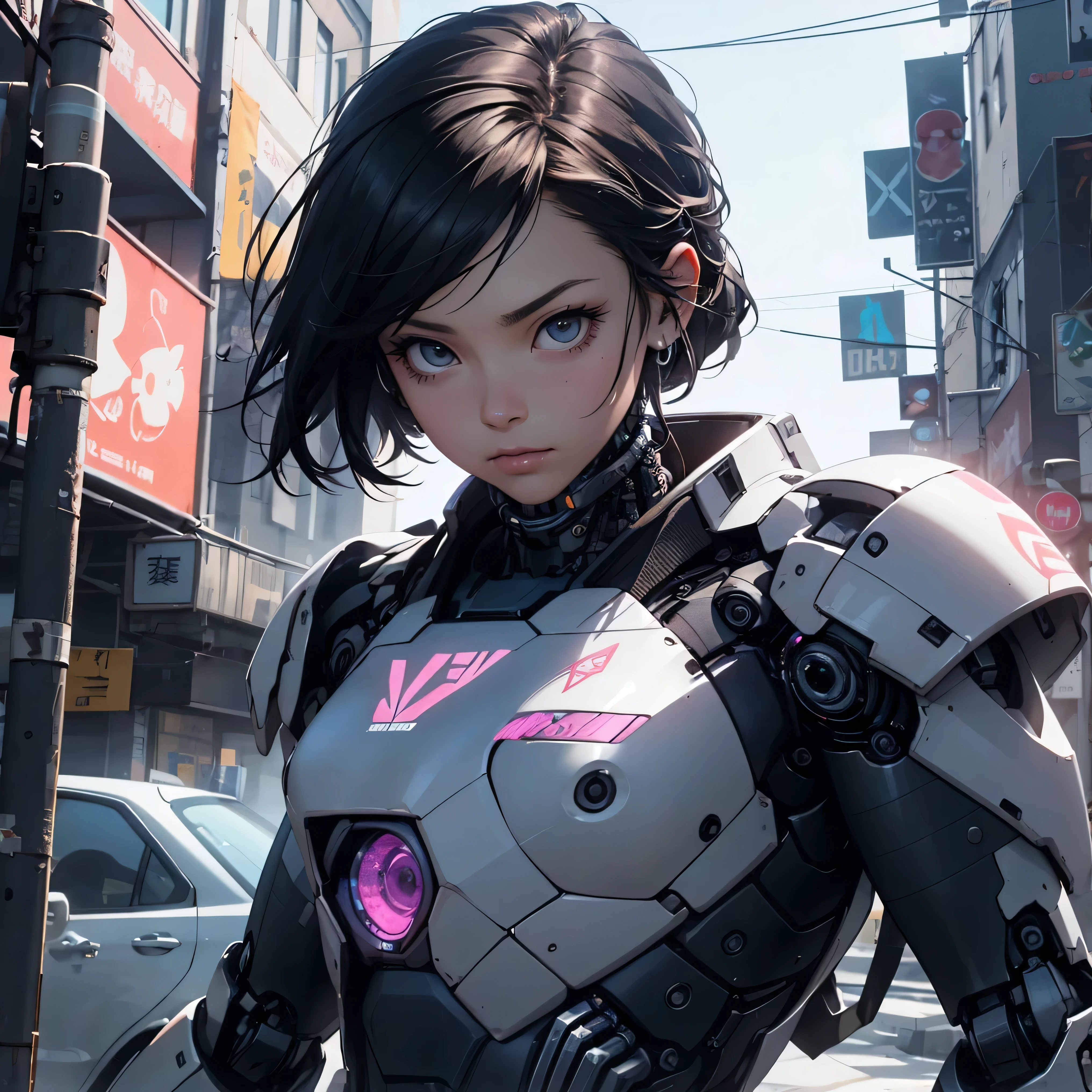 ((best quality)), ((Masterpiece)), (details:1.4), 3d, Image of a beautiful cyberpunk woman., HDR (high dynamic range), mature woman, Curtain Bangs, Black hair, white eyes, SWAT uniform, PBR surface, After processing, Anisotropic filtration,depth of field, Maximum clarity and clarity, multi-layered surface, perfect proportions, 8K raw files, cyberpunk, at night, ผมหลายชั้น,  กระโปรงสั้น, natural lighting, soft lighting, sunlight, หน้าอกใหญ่,