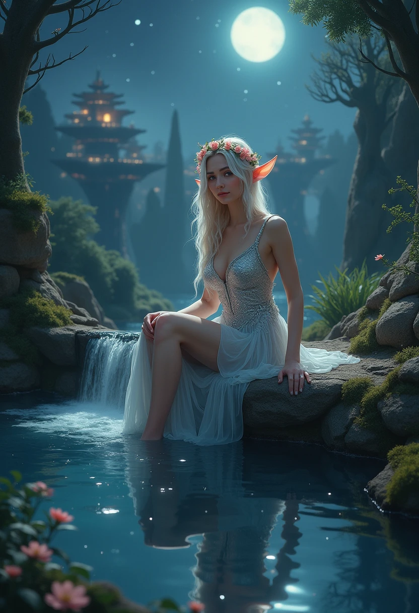 MASTERPIECE, Stunning, Spectator, reality, full body shot, Platinum hair, long curly hair, Real water, Transparent white mini t-shirt, bathing in a river pond, extremely detailed art, blushing, water running down the body, small breasts, sexy legs, sexual arousal, sexual expression, glowing skin, intricate, elegant and highly detailed digital photography, majestic and surreal painting, golden butterfly filigree, broken glass (masterpiece, side lighting, beautiful finely detailed eyes: 1.2), wlop art, (masterpiece), best quality, expressive eyes glancing sideways, perfect face, portrait of a beautiful goddess with platinum hair, intricate digital photography, elegant, highly detailed, majestic, beautiful finely detailed eyes: 1.2), HDR, (detailed background window to a new dimension, plants and flowers: 0.7) infinity, infinity symbol, night sky with full moon, highly detailed face and body, cinematic lighting, photorealistic, 1 girl, 18 years old, dark brown eyes , big eyes, very thin body, lying on temple column, (legs open), pink lips, bald pussy, well lit, beautiful and aesthetic: 1.2), (1 girl), extremely detailed, (fractal art: 1.3), colorful, more detailed, beautiful goddess emerging from the ocean, caucasian girl with shiny silver hair, full female body, golden eyes, wild waves, big waves, oriental mandala tattoos, transparent dresses, skin wet with water, stormy sky, outdoor sky sunset, red storm clouds, ancient temple floating in the sea, floating old clock, lamp, lantern, beautiful girl with a slight smile, forest, flowers and roses, visible vagina, pink vagina, waterfall, tattoos of mandalas and flowers in the naked body, toes immersed in water, beautiful goddess looking into the pond water, front view, no panties, fantasy, Lord of the Rings world, magic, tattoos of mandalas and flowers on naked body, front view, interior of temple flooded with pond water, greek column,