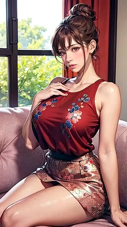 Huge boobs, cleavage, hot figure, tight, cleavage,