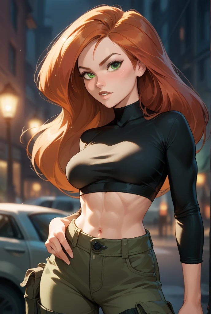 There is a woman with red hair walking down the street, Kim possible, Character is in her natural pose, Anya aus der Spy X-Familie, Deviantart ArtStation CGSCOSIETY, Realistischer Anime-3D-Stil, Sehr detaillierter Charakter, Realistischer Kunststil, Atemberaubende Charakterkunst, In SFM gerendert, photorealistic anime girl render, realistically shaded perfect body, naked body and big breasts