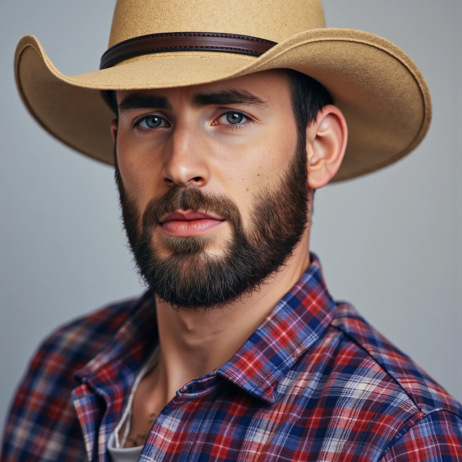 Young cute handsome skinny face white beautiful soft skin shirtless at a cowboy party with handsome bearded man sitting on his dollirra black shirt and hat