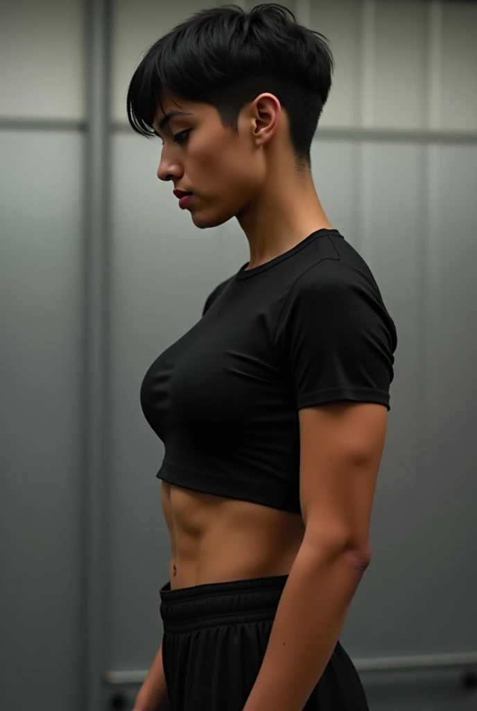 Daiana looked up and down , the next day
Daiana was doing weights
Daiana was a brown girl , with short black hair , she had a cut called the haircut , she was much taller than Sasha , Aurora Media 1 . 55 and Daiana media 2 .05, she had a strong and trained body , Daiana wore mostly black and sporty clothes , She was now wearing a short black t-shirt fitted to her body and some shorts culotte , close to her body that showed that she had a good back and her legs were trained but not much. Daiana looked at her sideways but well I ignore her, Daiana had a marked jaw , a straight nose , hunter eyes, thick lips and beautiful hazel eyes , long lashes , all her aura was intimidating and dominant , she was very sexy , in fact she had a lot of girls and boys after her