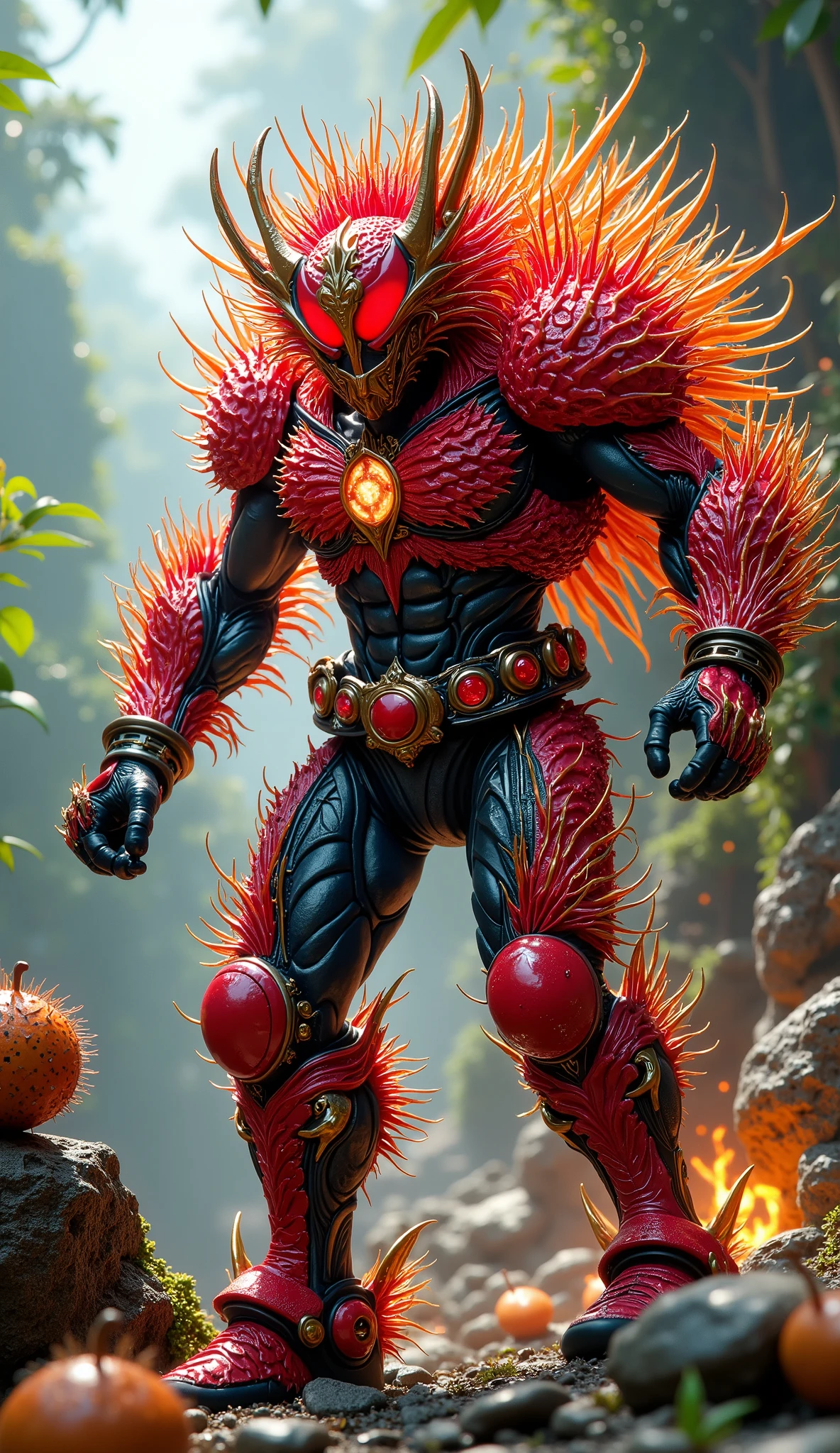 Kamenrider rambutan,8k, High Details,Textured Skin