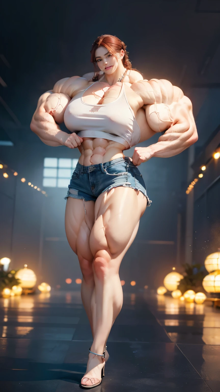 Highest quality、High resolution、Very detailed、Bright lighting、One girl、Full body photo、Black Hair、(((Short Hair)))、smile、tall、(((Big Tits)))、(((Bikini)))、(((muscular)))、(((Hyper huge Muscle:1.5)))、(((Incredibly large muscles:1.5)))、(((Extremely large muscles:1.5)))、huge、(((Huge body)))、((Long legs))、(((very thick paws)))、(((Expanding Body)))、(((Huge body)))、(((An immeasurably large body:1.2)))、(((Very small face)))、(((Unusually developed super huge breasts:1.2)))、(((Super Heavy Muscle:1.2)))、(((Hyper Heavyweight Muscle:1.2)))、(((Super huge body:1.2)))、(((Unreasonably small face:1.2)))、(((An extraordinary large body:1.2)))