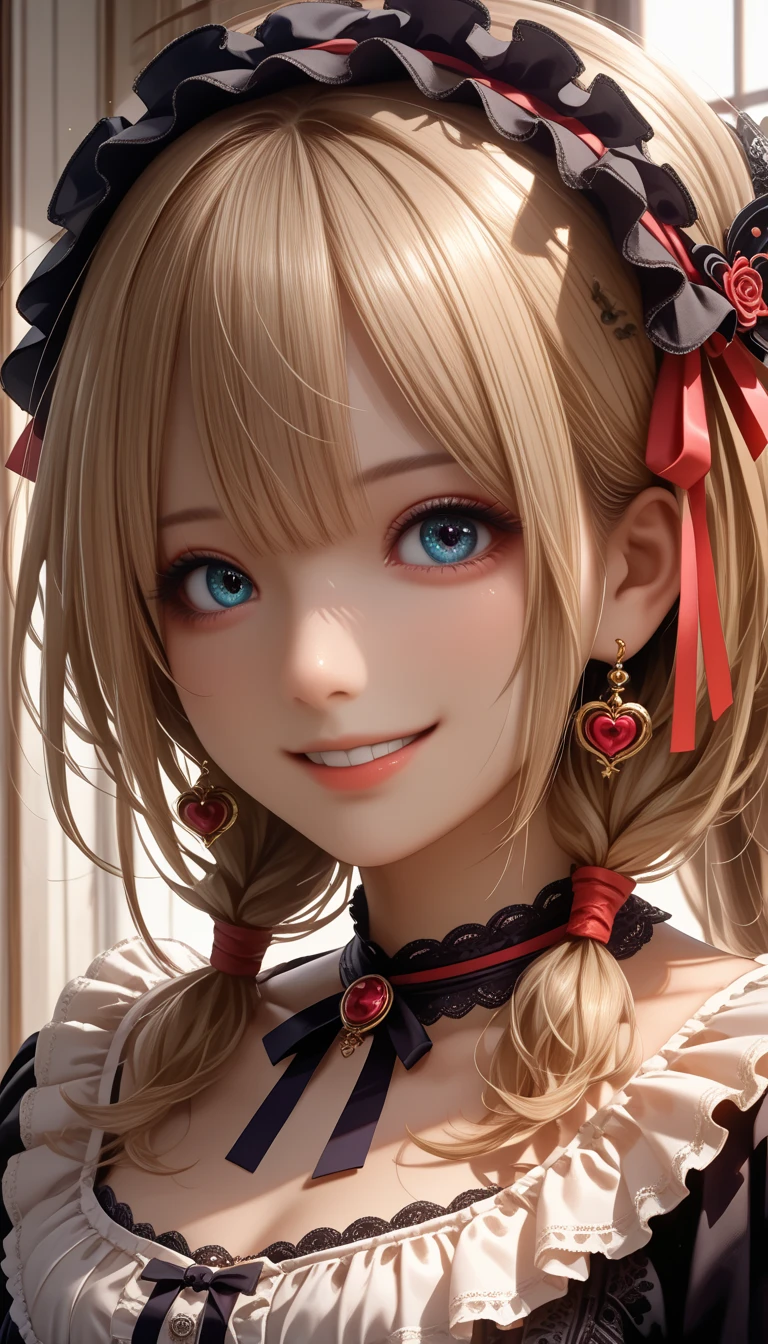 s  score_9,   score_8_ up,   score_7_ up、  staring at me  、  Gothic Lolita Fashion 、  Japanese 、  long straight hair 、 A girl wearing、People look at me and smile 。.