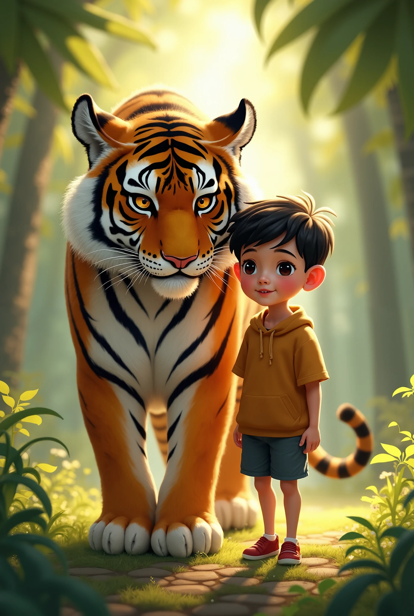A boy with atiger