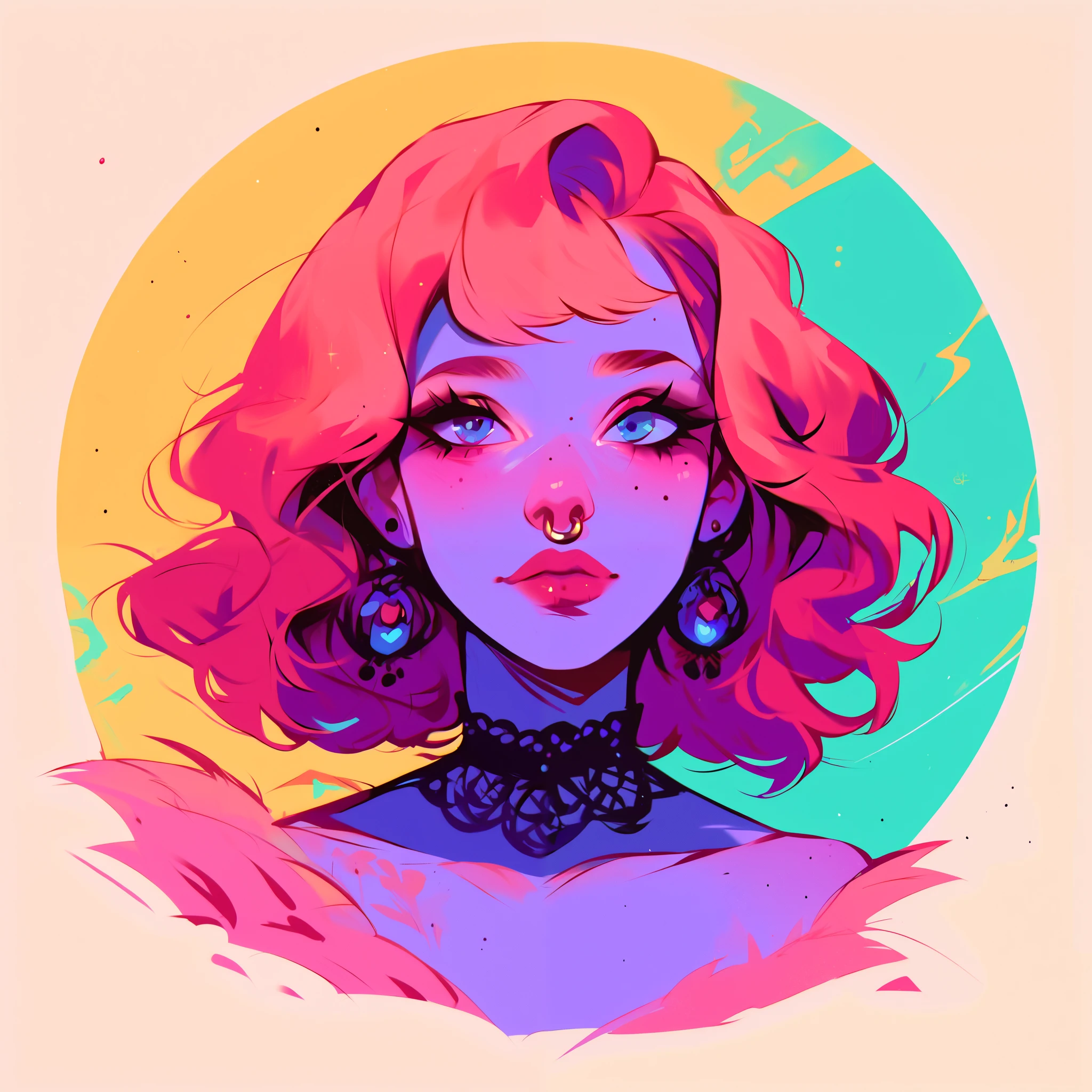 score_9, score_8_up, score_7_up, score_6_up, score_5_up, score_4_up, did vaporwave style, solo, 1girl, female, a thin young girl wearing a gothic black wedding dress, has a very long blood red hair, has fair pale blue skin, has light freckles, wearing dark eye shadow has baby blue eyes, has her arms crossed, has freckles on her cheeks chest and shoulders, has pink cheeks, wearing sheer beige shawl, wearing black choker, wearing pink lipstick, very pale green and blue skin tone, innocent face, nose ring, has tattoos down her legs, wearing black lace sandals, full body