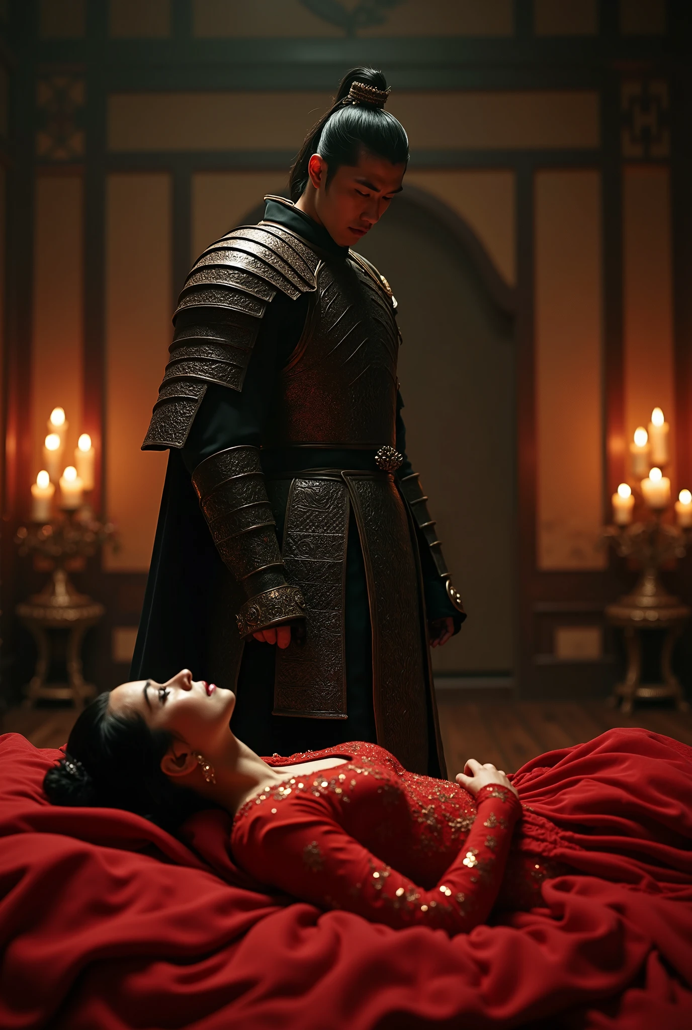 arafed image of a couple kissing in a red dress, xianxia fantasy, ruan jia and brom, xianxia, wuxia, red magic surrounds her, full body xianxia, full body wuxia, kissing together cutely, romance fantasy movie, sha xi, xianxia hero, cai xukun