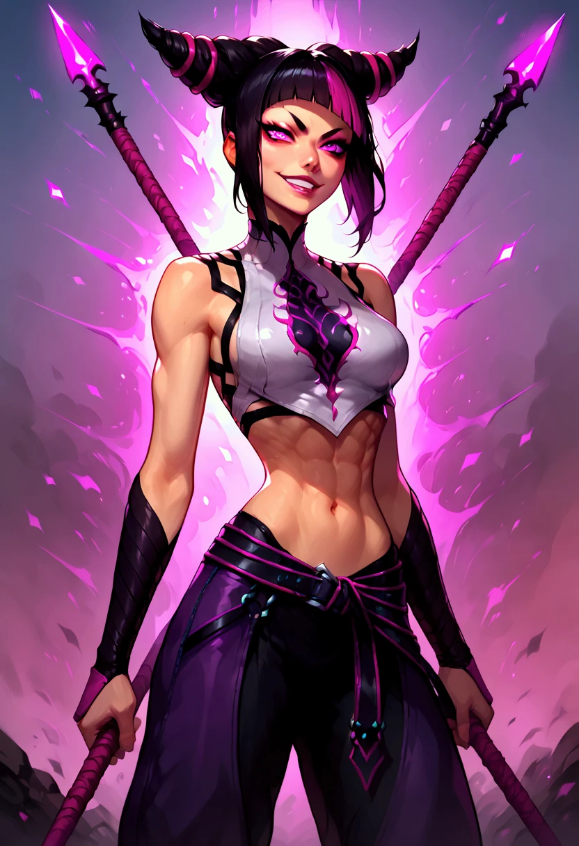 a woman in a fighting stance,milena from mortal kombat,full body shot,extremely detailed face and anatomy,4k, high quality, ultra-detailed,photorealistic,dramatic lighting,cinematic composition,dynamic pose,vivid colors,fantasy character,video game art, roupa cor pink, topless