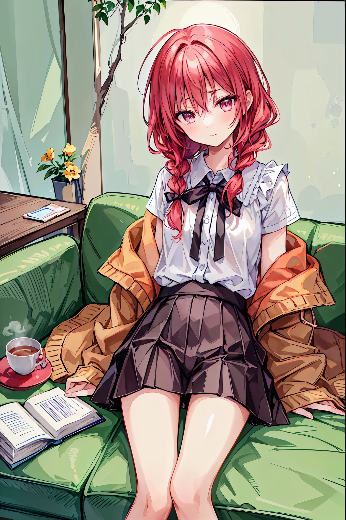 Anime girl sitting on a sofa in a room with a lamp, marin kitagawa fanart, Cute girl anime visuals, Beautiful anime school girl, Fine details. Girl前線, Attractive anime girl, Smooth anime CG art, a hyperRealistic , Realistic , Cute and elegant pose, Enchanting anime girl, JK Uniform, from Girl前線, Professional Writing、Professional Photographer、wonderful,最high quality,Physically Based Rendering、Skin with attention to detail、elaborately crafted costumes、Lady, Best image quality、masterpiece、high quality、Visual Arts、With background(Best graphics、Super delicate, wonderfulアニメ, Beautiful fantasy anime), portrait,Anime Style 4k, Smooth anime CG art, Cute realistic portrait, Anime Girl Portrait, Beautiful anime school girl, Lady学校, garden, Taunt的なLooking up, lure, Saucy, Large Breasts, Girl, Black Ribbon Tie, Short uniform skirt, Taunt的なLooking upでこちらを見ている、eyes are shining big, Bright interior、Elegant furniture is lined up, Cuteness and cuteness、遊び心と少しSaucyでTaunt的な雰囲気が漂っている, , Girl, lure, Sex, Looking up, Look up here, Brat, Saucy, hentai, porn, Taunt, challenging, lure, Sex, Open the chest, Nude, masterbation, naked, Pull up your skirt, Pussy, Pinch the skirt, Lift up the skirt, Flip up the skirt, Pussyを触る, Masturbation