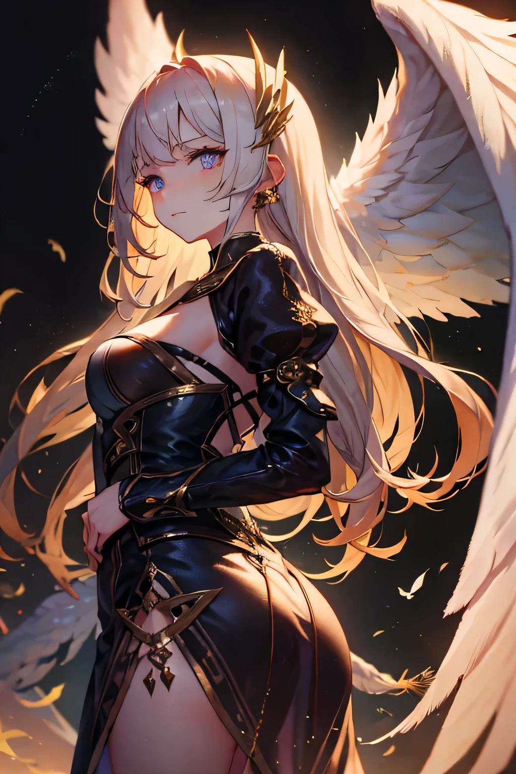 Game of Thrones heroine,Daenerys Targaryen,(tmasterpiece:1.4),(best qualtiy:1.4),(tchibi:1.3),(Very cute angel girl,Super detailed face,gem-like eyes,Extra-long white hair,Hair with colorful gradients:1.4),(angel ring:1.4), (angel wing: 1.4), (full bodyesbian, Perfect 2 arms, Perfect 2 legs: 1.4), Perfect 4 fingers: 1 thumb, Light light, The sheen, Bokeh, super-fine