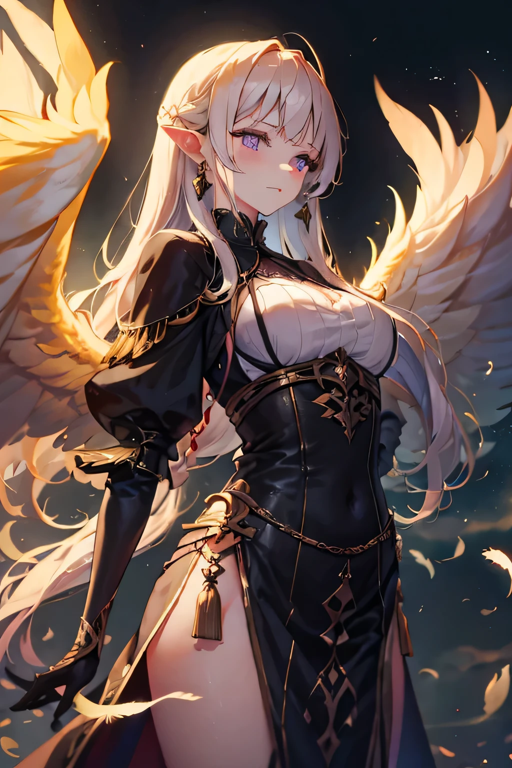 ((best quality)), ((masterpiece)), (detailed), 1girl, NSFW, small breasts, prominent collarbones, skinny arms, flat stomach, visible hip bones, long hair, ponytail, thick ponytail, heavy ponytail, red and white clothing, Bloodborne inspired, occult aesthetic, occult, detailed and intricate steampunk and detailed gothic, Fluttering lace flared dress with frilly petticoats, pleated petticoats