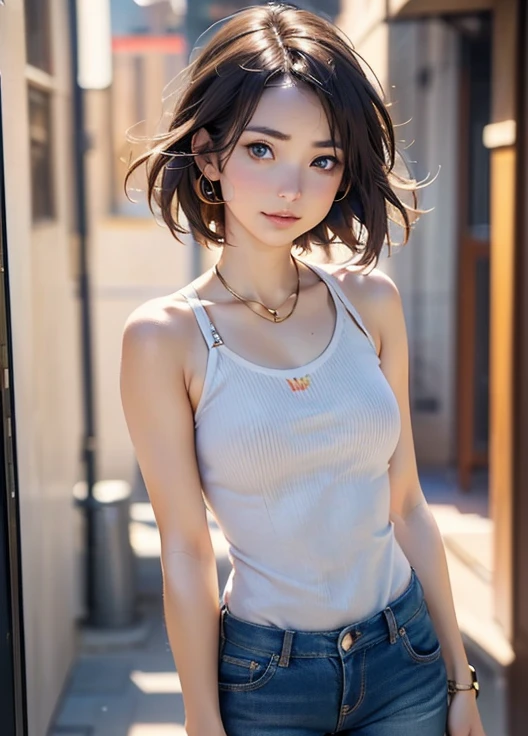 Girl Pale Skin with Tank top 