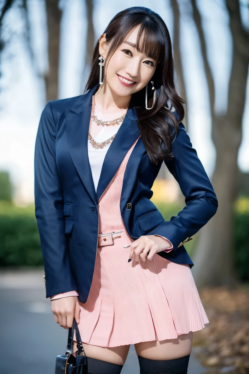 Clothes that change every time,((Never take off your underwear:1.4))((best qualtiy, 8K, tmasterpiece:1.3)), sharp:1.2, Perfect figure beautiful woman:1.4, Slim abs:1.2, ((Layered Hair Style, huge udder:1.2)), (A jacket that can be changed in one go:1.5),(Street:1.2),(((Lift up a skirt with colors that change in one go with your own hands:1.5))),Highly detailed facial and skin texture,A detailed eye,二重まぶた,A sideways glance at the camera,open-shirt,The color of the skirt changes in one image.,Sweet smile,((The woman in the back is wearing a skirt:1.4))