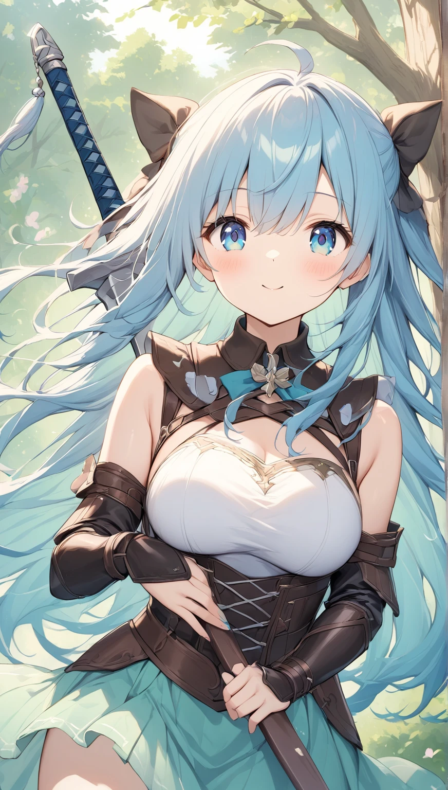 Hatsune Miku ,(((anime-style cute face)))、Highest quality、超High resolution、High resolution、Extremely detailed CG、8K Unit Wallpaper, Very smiling, (((Cute little breasts))), Beautiful and seductive,Highest quality, Best Anatomy, ((Samurai Armor:1.5))、Big thighs、Muscular、Depth of written boundary、Focus is on the face、blush、Lewd、Model pose、(Close-up of face and chest)、looking at the camera、grassland、Shooting with a wide-angle lens、Photographed from diagonally in front、Full body view、Battle Scenes、Battle on the beach、Lots of sweat、Soaking wet、Female organ、Nipples、Soft Skin
