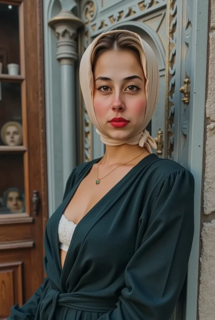 Prego MILF Mommy, (PLUMPERS CHUBBY. FATTY), ((Red Lips)), Coats Medium body portrait, ((Floral Pattern Hijab Stylish)), HALIMAH'S MOTHER IS 85 YEARS OLD HER BODY IS VERY FAT & NUDE AT A DARK NIGHT PLACE, Ultra High Res. realistic: 1.4, UHD, lace , very flat chest, half body portrait , skinny my body, view from side seductive pose , (old lady:1.8)