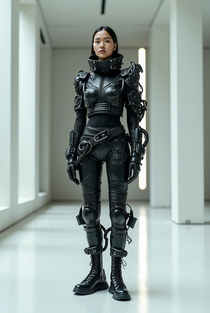 (cyborg ,veins ,cable, borg, )((christinachong ))woman 7of9 full body backroad borg ship highly detailed skin, skin pores, vellus hair, photoreal 8k UHD
