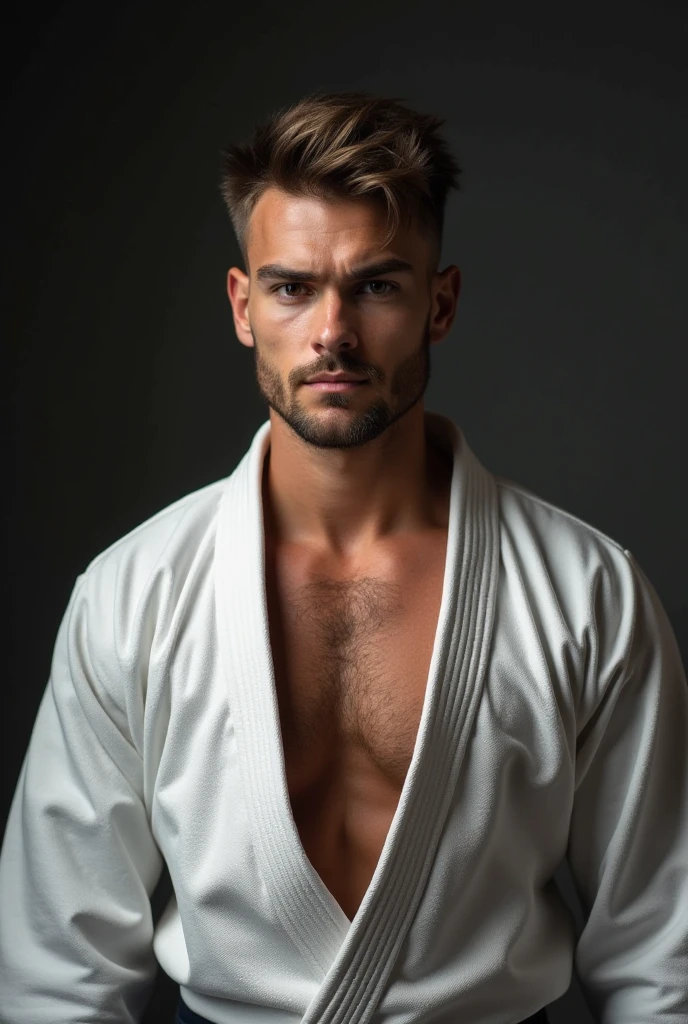 A handsome russian man, matured, toned body, (only wearing fundoshi), solo, absurd quality+details+texture+perfection