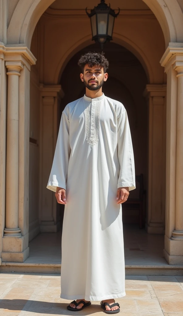 (masterpiece:1.3),(best quality:1.2),highres,sharp,photorealistic,realistic,UHD,
1boy,facial hair,beard,standing,(ghutra:1.2),black footwear,<lora:arab robe2:1>,park,thobe,arabian,