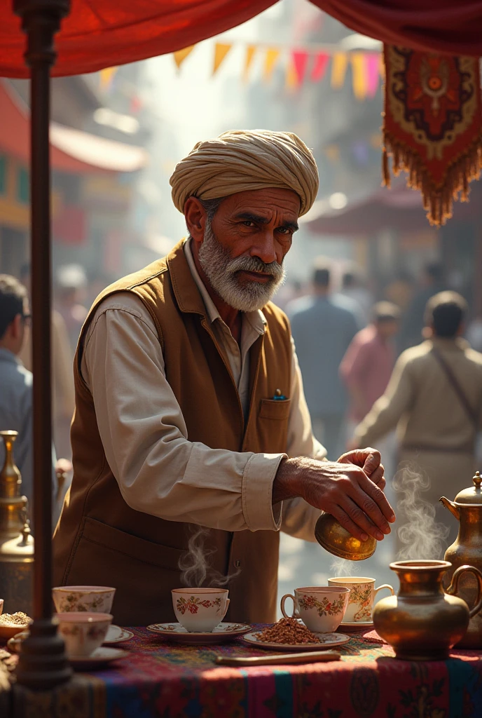 Create an image of pakistani chai seller 