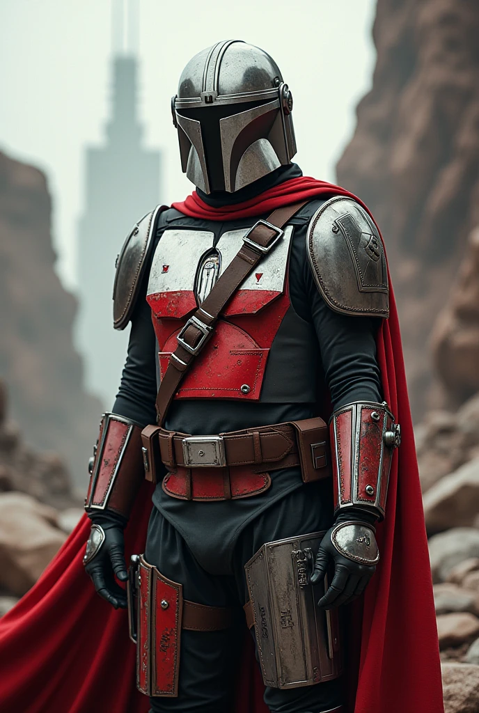 Mandalorian character with the flag of Poland with the inscription TRAKU on the armor