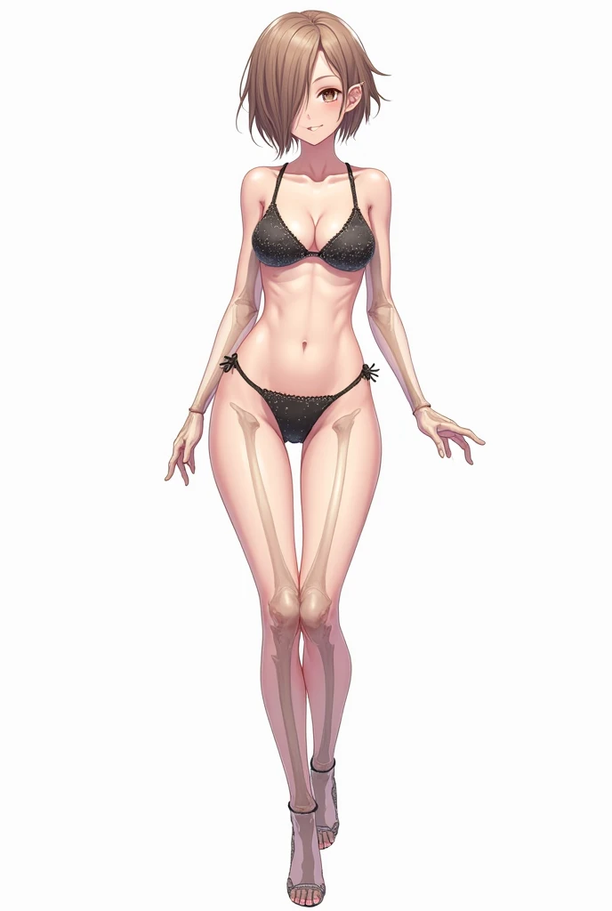 (((8k,Best Quality)), masterpiece, white background, 1female, solo, bare shoulders, bra top, lowleg panties, navel,
 standing,  full body,