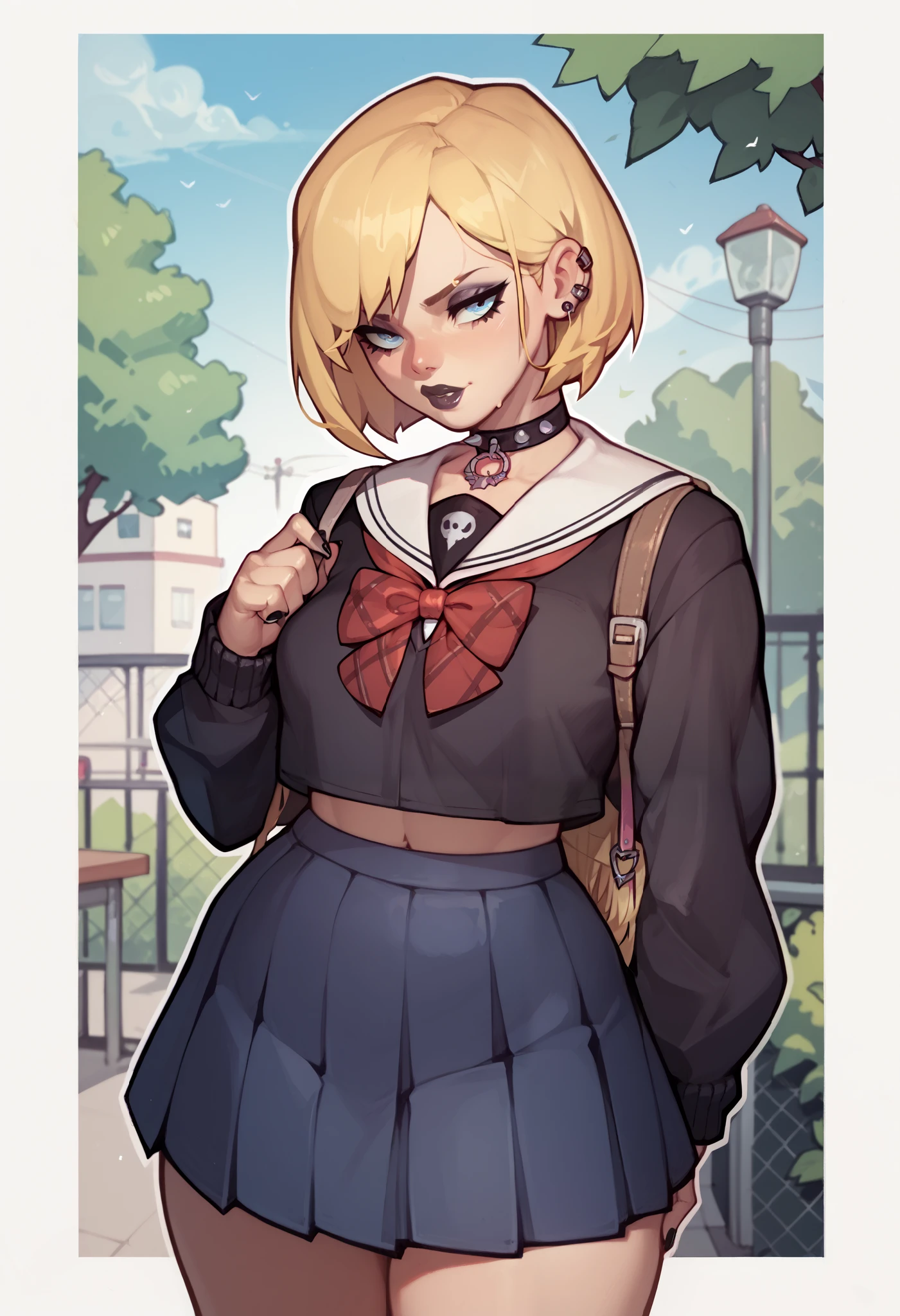 Girl, blonde, school uniform, gothic