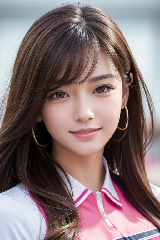 (Highly detailed CG Unity 8k wallpaper, of the highest quality, Ultra-detailed, High resolution, masutepiece, Realistic, Photorealistic:1.5), (cute Japanese girls), extra detailed face, Face Focus, Beautiful detailed eyes, Eye focus, (Detailed background), detailed clothes, super detailed skin, BREAK, Flight attendant, Pink uniform, Planes, Provision of services to passengers, Provide safety precautions, Response to emergencies, BREAK, Midi wavy hair, Brown hair, Floating hair, medium breasts, medium ass, (make up), (Adorable smile:1.3), (POV:1.6),