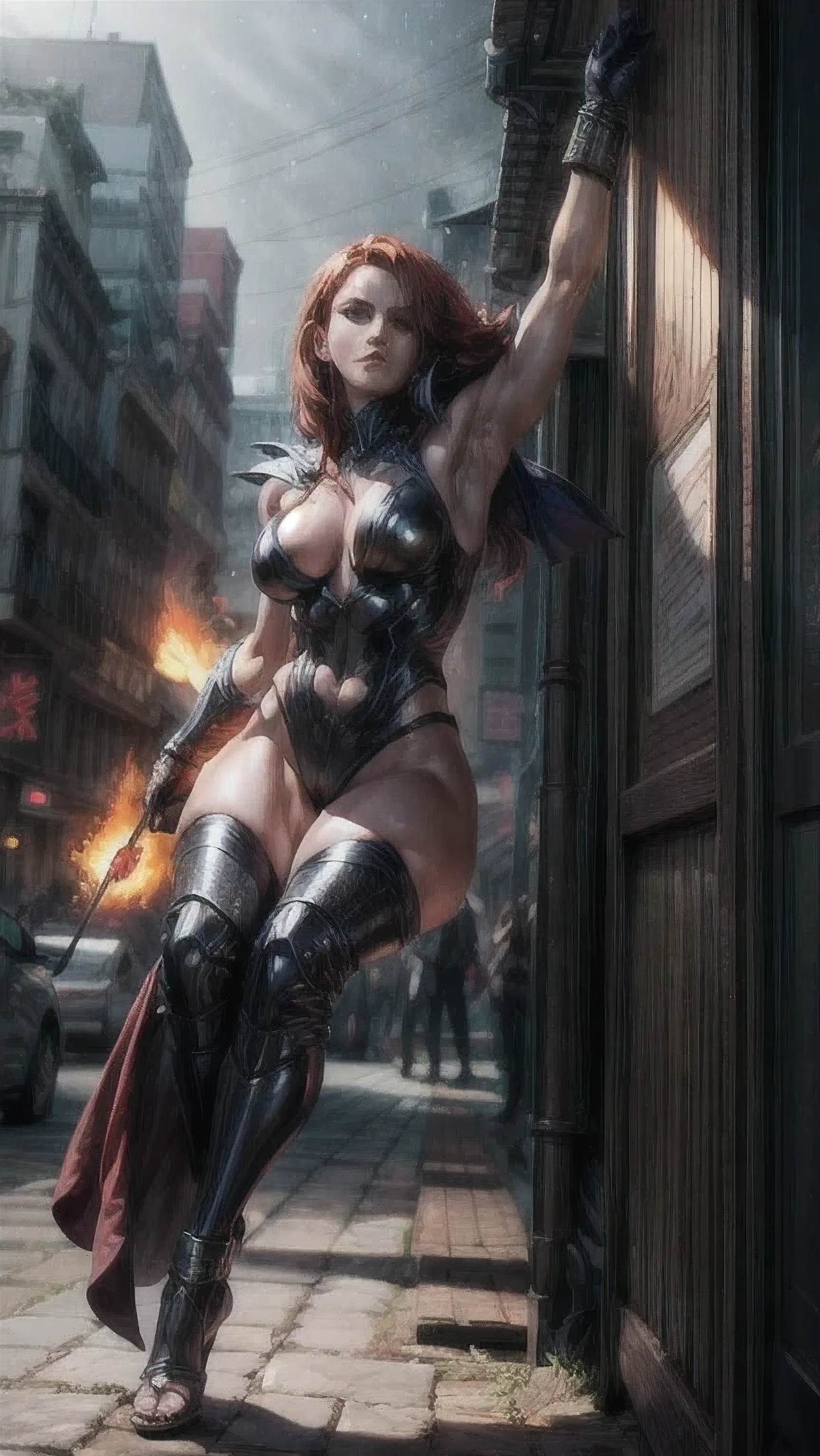 Highest quality、Captured by mutants、Surrounded by mutants、defeat、Beautiful woman with very long purple hair、White Armor(Mid-chest、Off the shoulder、Sleeveless、No elbow pads、belly button、High Leg、Exposed thighs)、White Armorのブーツ、Tears overflow、Frightened expression、run away、Attacked by mutants 1:5、Many violent mutants 1:5、The mutant grabs him by the arm.. Mutant attacks from behind、Mutant grabs leg、Mutant Swarm 1:5、darkness、Different world、Dark fantasy、Pitch Black Hell