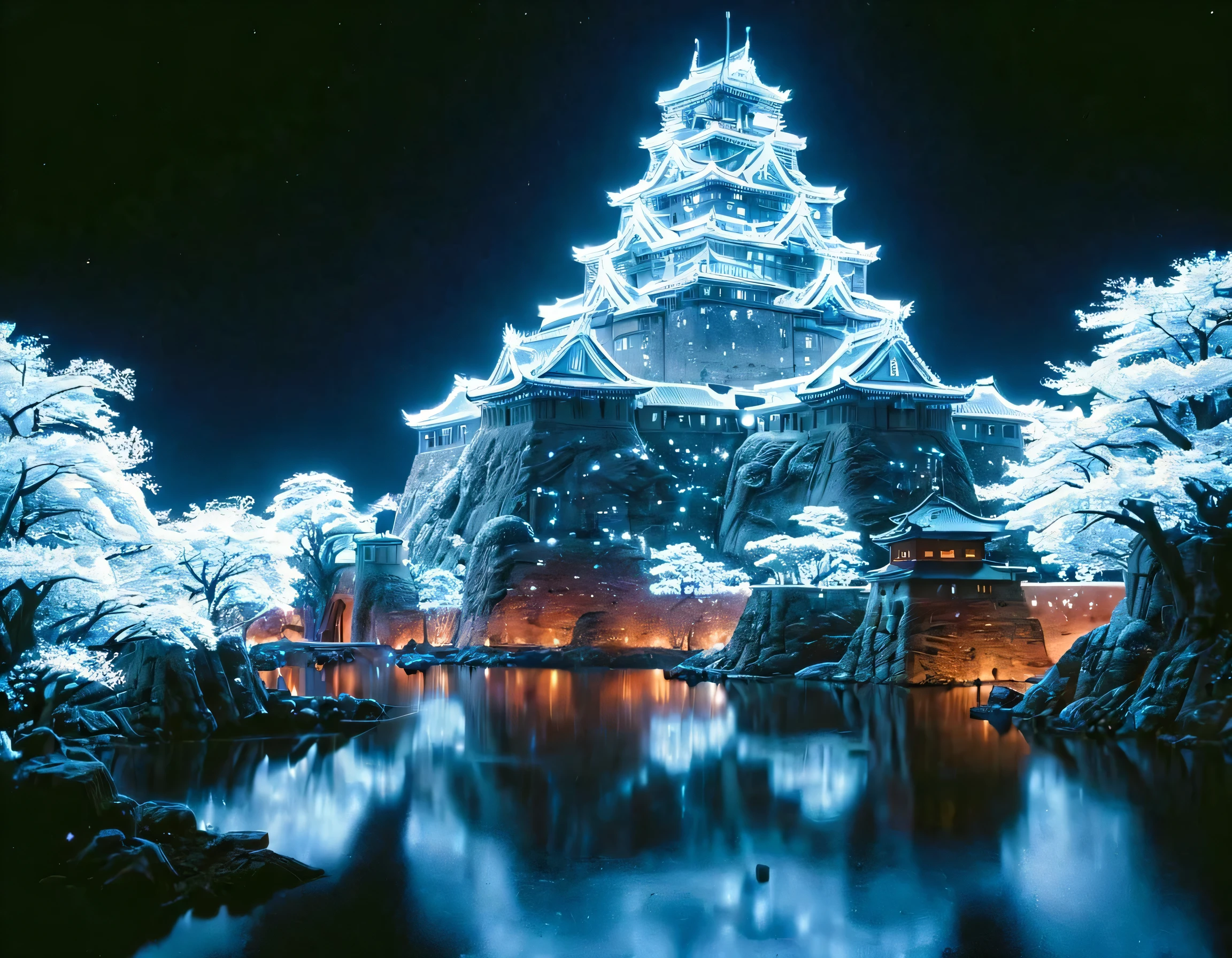 made of ais-blmn, photograph, Sci-Fi, Colorful Himeji Castle, Fujicolor Fujichrome Velvia 100,
