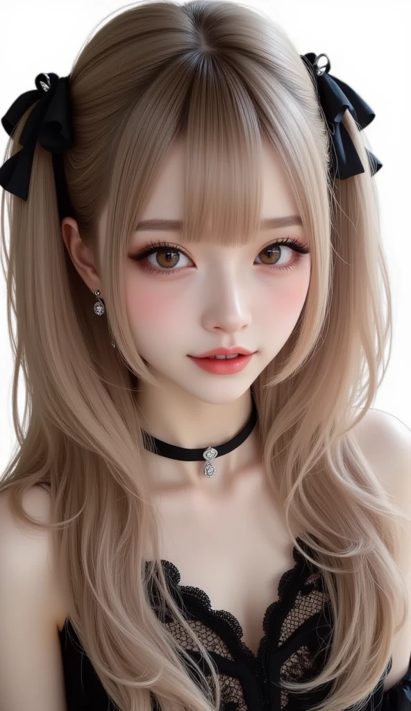 (upper body) , masterpiece , top quality , very detailed , 1 person, (contrasting eyes) , standing , blouse, skirt , bangs , room , indoor