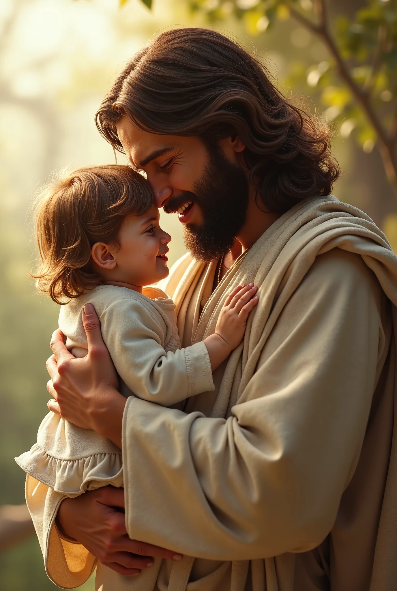 Jesus Christ with child smiling