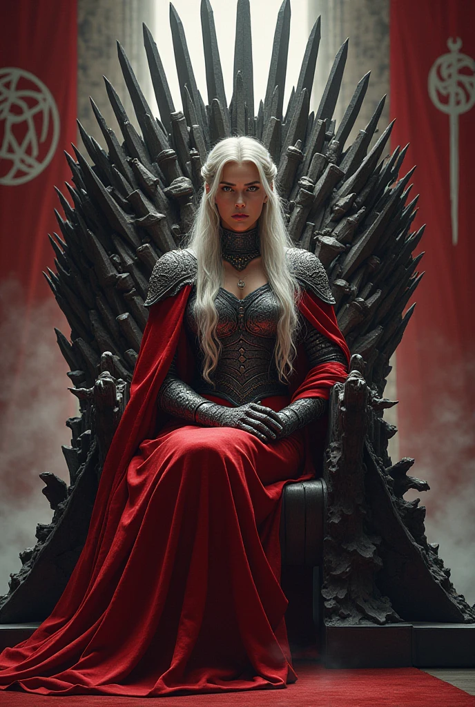 Targaryen Queen sitting on the Iron Throne 