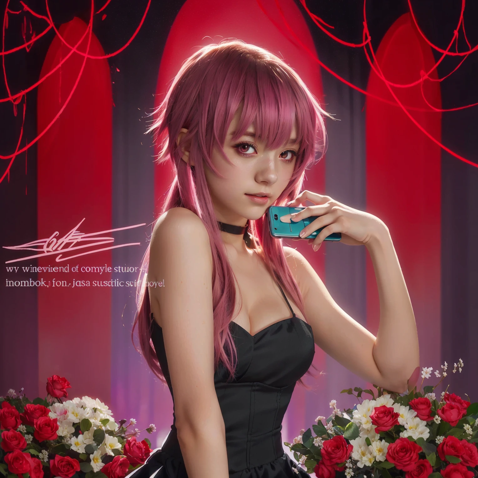 anime girl with pink hair and black with green smarthphone in hand, gothic maiden anime girl, marin kitagawa fanart, commission for high res, made with anime painter studio, gapmoe yandere grimdark, anime skull portrait woman, beautiful necromancer girl, pixiv contest winner, portrait gapmoe yandere grimdark, anime artstyle, yandere intricate