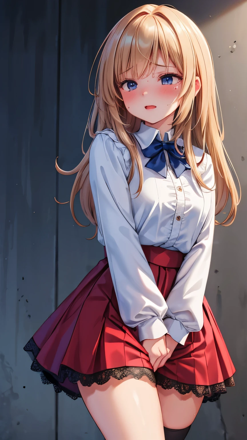 Anime girl in a short skirt and a bow tie posing for a picture - SeaArt AI