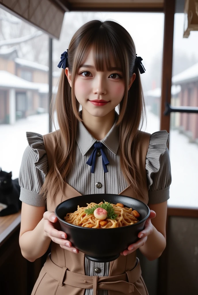 (masterpiece, best quality:1.2), <lyco:gundam_sazaki-10:0.8>, <lyco:Mukbang:0.65>, mukbang, solo, 1girl, sazaki kaoruko, smile, twintails, hair ornament, red ascot, juliet sleeves