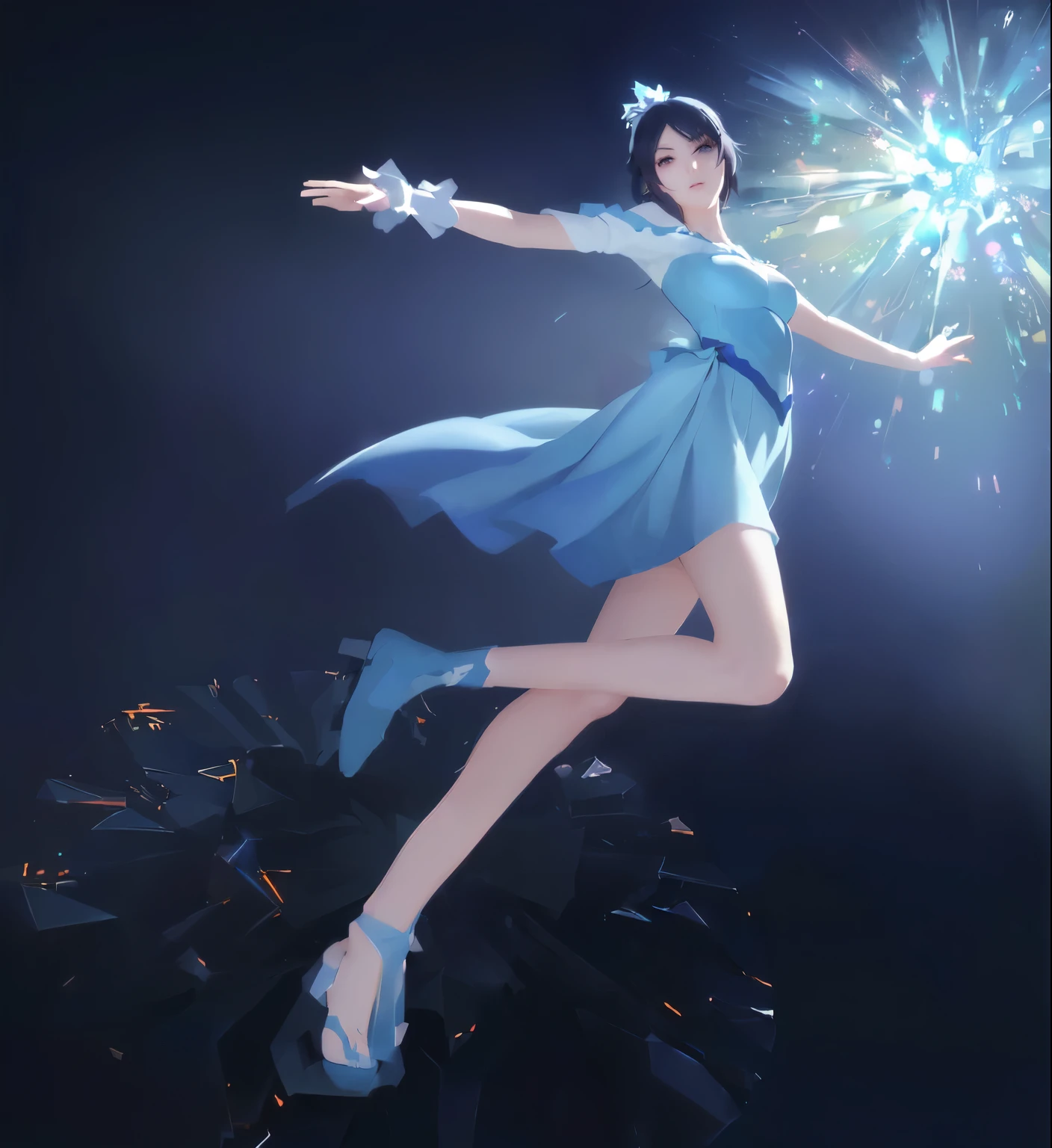 (Masterpiece, Best Quality, Superlative, Official Art, Beautiful and Aesthetically plasing, Long exposure: 1.2), Smooth movement, Attractive pattern, One girl, (Long skirt with sleeves:1.3), Green maid dress, , Strapless, , Fashionable hairstyle,、 , Lace, Solo、、、、 Detail background, Detailed face, (Crystallized AI, Crystal theme:1.1), Elemental Fire Sprite, Spinning Fire, Control Fire, Ruby Clothing, Dynamic Pose, Airborne Particle, Ether Dynamics, Firey, Vapor,,,、Ethereal Atmosphere, (Big: 1.5) ,、, (Beautiful Face: 1.5), Darkness, Thick Thighs, Butt Protruding Pose, Climate Fist,