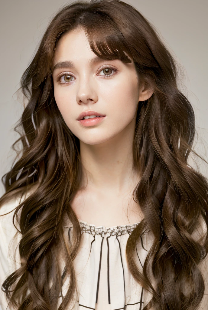 Photo of 25-year-old brunette girl with light eyes and wavy hair playing with her breasts.