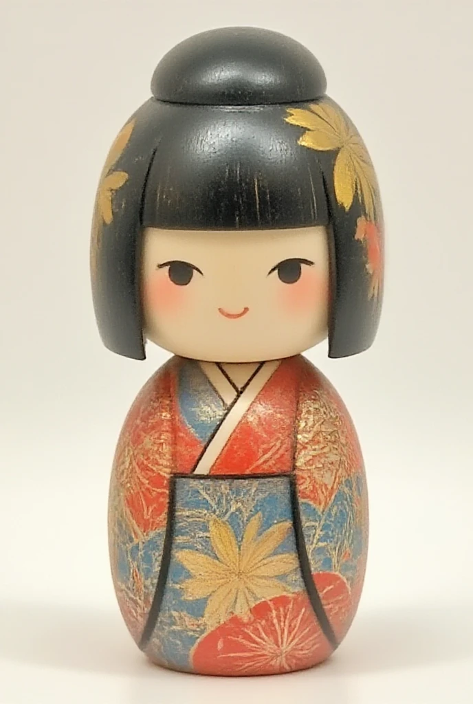 The kokeshi's body features beautiful Japanese patterns intricately carved and vividly painted.