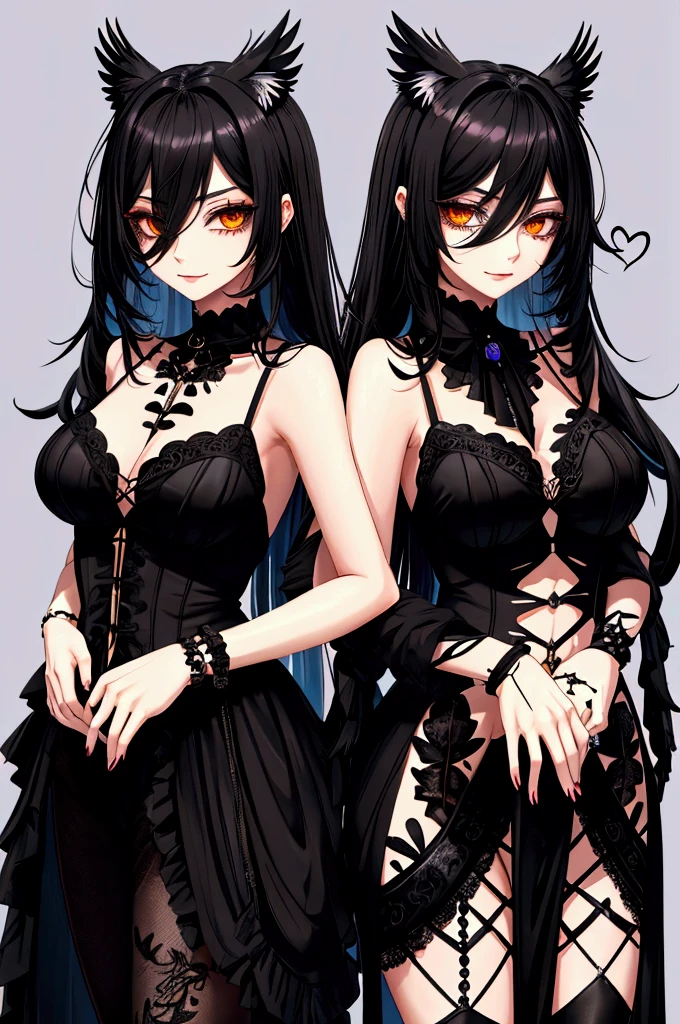 A pair of anime characters sitting next to each other, Pose Rudo, villain pose, symbiote, epic anime style, Sirius A and Sirius B, hidari and vlop, poisonized, poison symbiote, High quality fanart, anime style, anime cel shading, cel - shading art style, poison, Megami Pimple, Very modern anime style