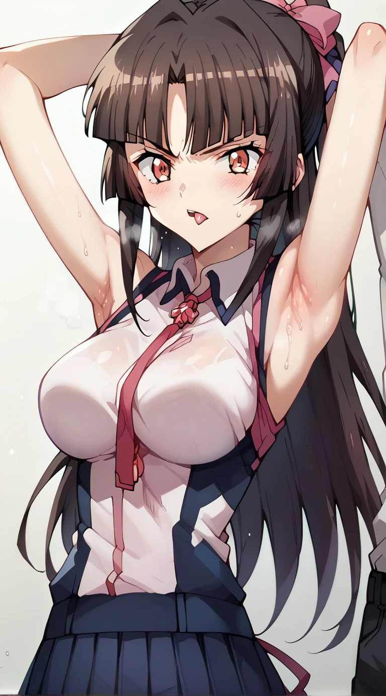 Reimu Hakurei、shrine、Domestic、Beautiful woman、Very thick thighs、Confused eyes、Cold look、Staring at me、Sloppy body、Best image quality、High resolution、masterpiece、super high quality、Thick pubic hair、Screaming orgasm face、White panties、White bra、Very big ass、Very large breasts  、Blushing、4K quality、Blushing、Spread your legs wide、Luxurious chair、Wearing black knee socks、Sweaty all over、Heavy breathing、Shaking breasts、上下にShaking breasts、Angle from the feet