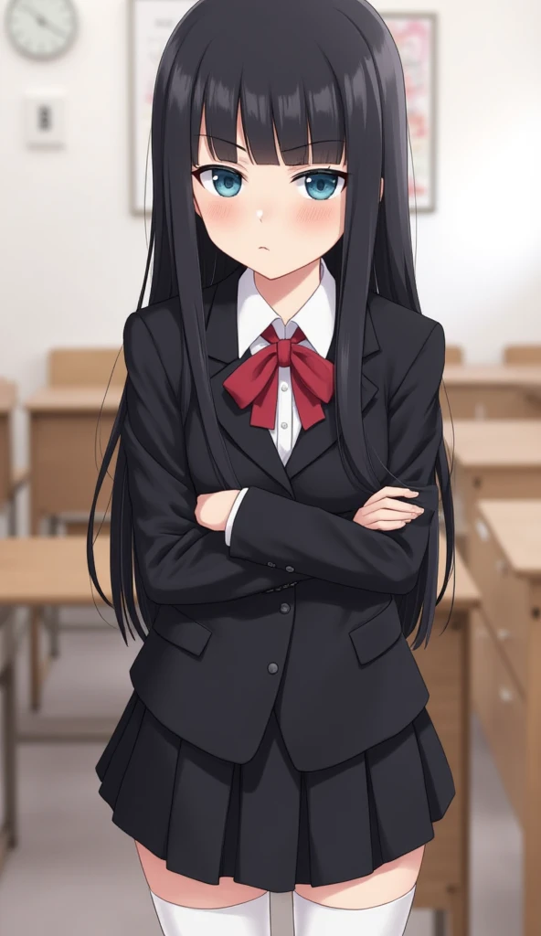 NSFW,masterpiece,Highest quality,High resolution,Super detailed,Yukinoshita Yukino\(My Youth Romantic Comedy is Wrong as Expected\),Black Hair,Long Hair,Light blue eyes,uniform,mini skirt,High quality lace open crotch panties,Small breasts,Dissatisfied face,Embarrassed,blush,Inside the train,(Middle-aged men),sexual harassment,(Being molested)