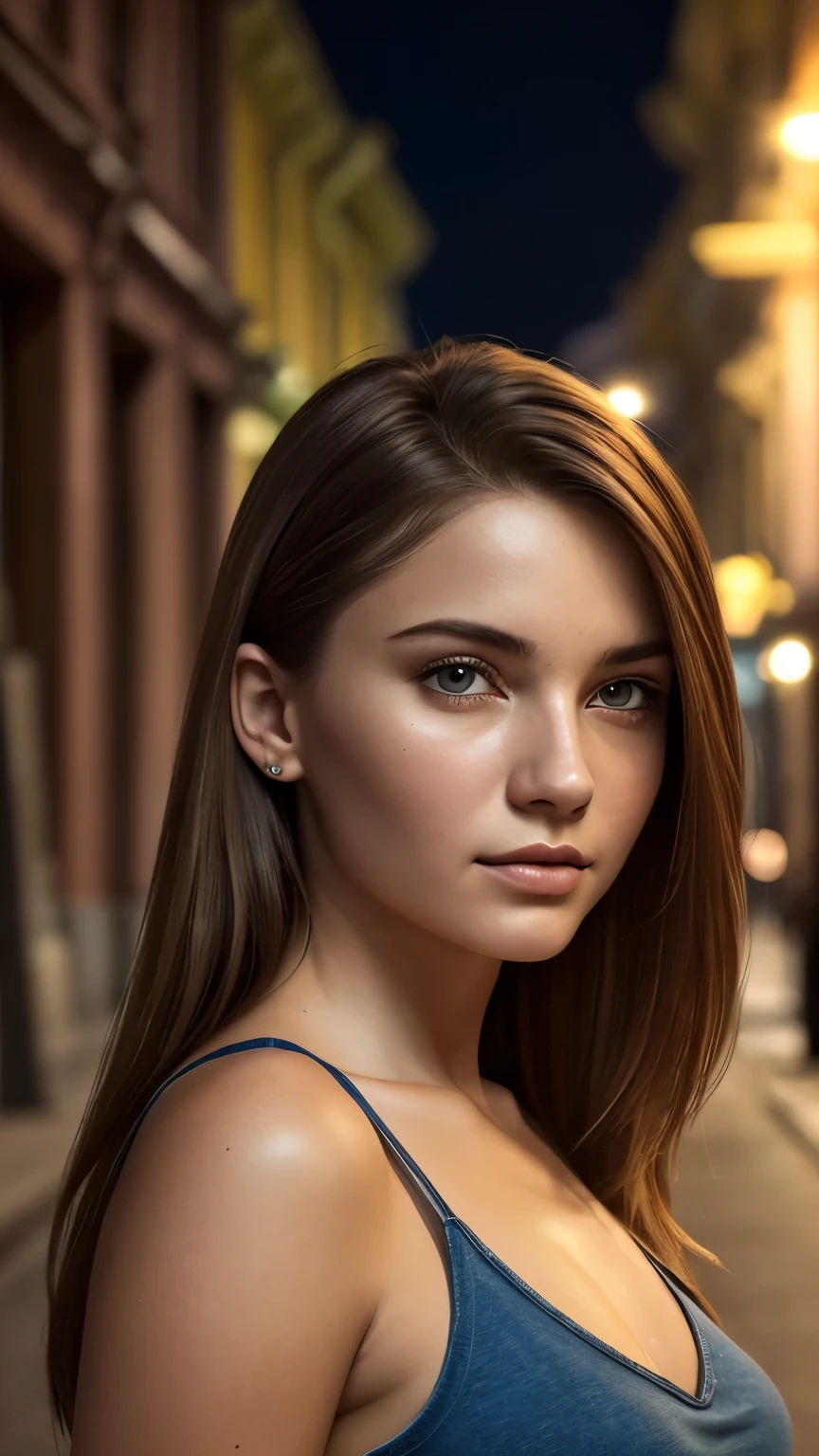 1girl in, Best Quality, Photorealsitic: 1.37, 超A high resolution, masuter piece, Detailed eyes, Nice eye makeup, Real Skin, Long hair, (pure eros Face_v1:0.8), Detailed face, , toppless, Photorealsitic, Harbor at night
