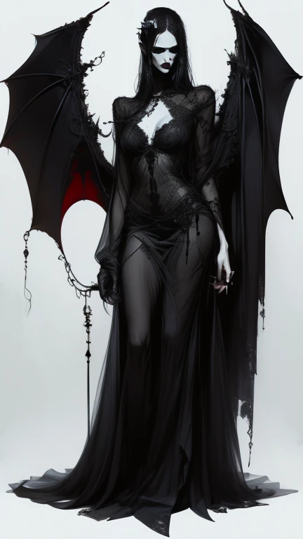 black rose garden, Pale skin, black wings, vampress,